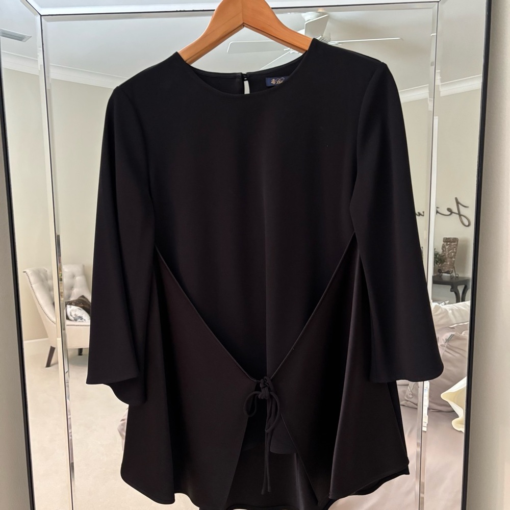 Brooks Brothers Black Women's Blouse with Tie Detail